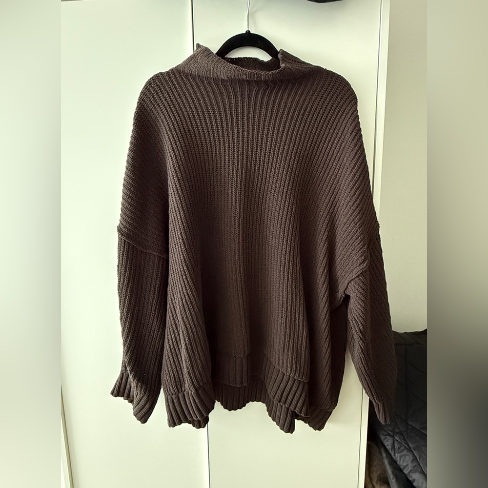 Aerie Chocolate Brown Cowl Neck Sweater